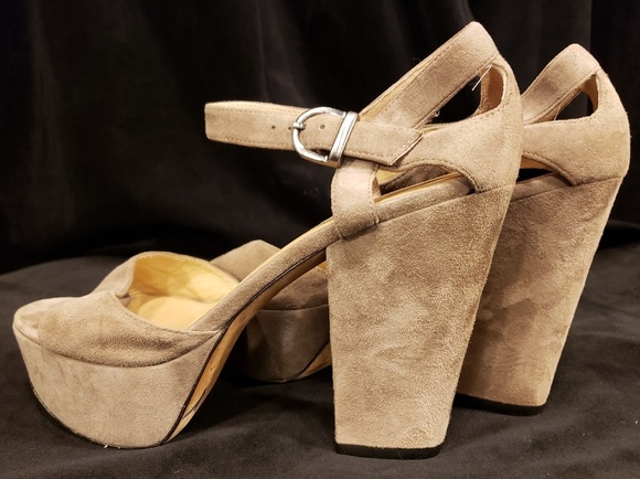 Via Spiga Suede Platform Heeled Sandals - Picture 2 of 8